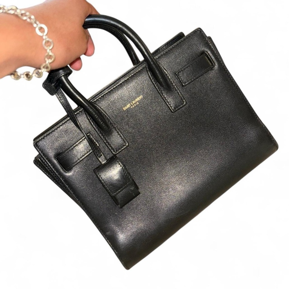 Saint Laurent Black Leather Tote Bag
